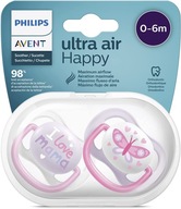 PHILIPS AVENT 2x ORTODONTICKÝ cumlík PRIEdušný SILIKÓN + PÚZDRO 0-6M DIEVČA