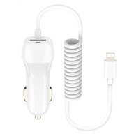 Nabíjačka do auta s pružinovým káblom Micro USB typu C F