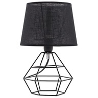 Nočná stolová lampa DIAMOND, čierne tienidlo na drôtenom podstavci, loft 1P