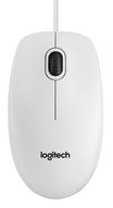 Logitech B100, káblová myš, biela