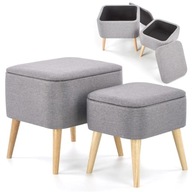 2x škandinávsky PULA šedý pouffe s úložným priestorom