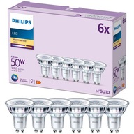 Sada 6x GU10 LED žiarovka 4,6W = 50W 355lm 2700K Teplá PHILIPS