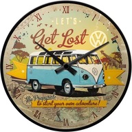 Nástenné hodiny VW Bulli Let Get Lost Bus obytné auto