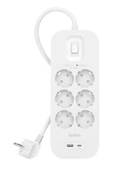 Belkin SurgePlus 6x Schuko 1xUSB-A 1xUSB-C 650J prepäťová ochrana