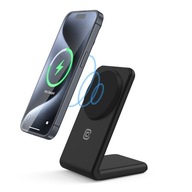 Bezdrôtová nabíjačka Crong 2 v 1 s MagSafe pre iPhone a AirPods (čierna)