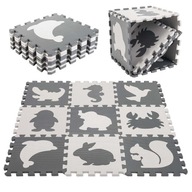 Penová puzzle podložka pre deti 9 el. black-ecru