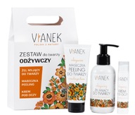 VIANEK Výživný set na tvár, čistiaci gél, maska-peeling, očný krém