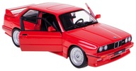 BMW M3 E30 1988 MODEL KOV BBURAGO 1:24 ČERVENÁ