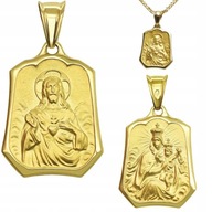 Obojstranný zlatý škapuliarsky medailón Matka Božia pr.5