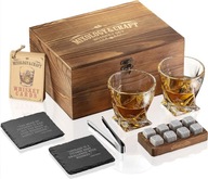 Whisky set 2 poháre, 8x kamene, kocky ľadu, 2x tácky + kliešte