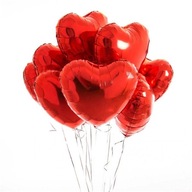 Červené fóliové balóniky srdiečka 45 cm na Valentína - 10 ks