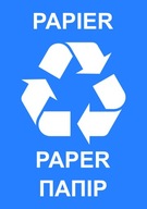 Nálepka Recyklácia ~A4 PAPIER (PL, ENG, UKR) fólia