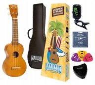 Drevené sopránové ukulele pre deti SET hnedé