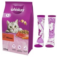 Whiskas suché krmivo pre mačky, hovädzie mäso, karbonátky 3,8 kg + ponožky zdarma