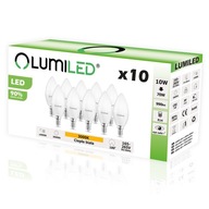 10x LED žiarovka CANDLE E14 10W 70W 3000K LUMILED