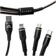 KÁBEL 5A 3V1 MICRO USB USB-C PRE IPHONE 12/PRO/MAX