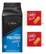 Káva CELLINI PRESTIGIO 1kg zrnková v sade s koláčikmi Lotus 2x125g