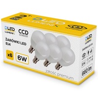 6x E14 LED žiarovka guľatá 6W SMD 660lm Efektívny PREMIUM CCD NEBLIKAJÚCI