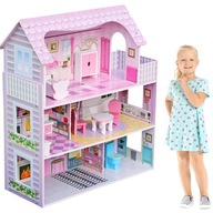 Veľký drevený DOLLHOUSE XXL 3 POSCHOD + nábytok