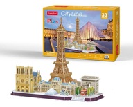 3D PUZZLE CITYLINE Paríž 114 dielikov Eiffelova veža Louvre