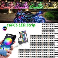 16 motocyklových LED svetiel pod fluorescenčným svetlom