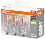 Osram E27 LED žiarovka 6,5W(60W) teplá 2700K 3ks