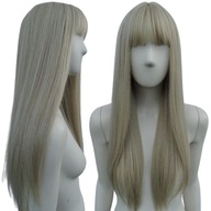Parochňa S ROVNOU BANGOU, platinová studená blond Barbie cosplay, odolná voči teplu