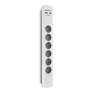 Qoltec Anti-surge power strip / 6 zásuviek / 2 x USB / 1,8 m / biela