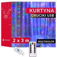 SVETELNÁ ZÁPONA 200 LED Garland Lampy 2x3 m USB drôty Cencúle + diaľkové ovládanie