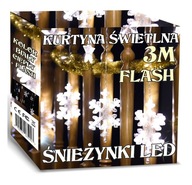 ZÁCLONA SNEHOVÉ VLOČKY 138 LED SVETLÁ VIANOČNÉHO STROMČEKA ICILS + FLASH girlanda HVIEZDY