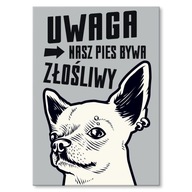 Plech s nápisom domov pre majiteľa psa: Náš zlý pes