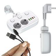 Predlžovací kábel Power Strip Short Thief so 4x USB PD nabíjačkou 2500W