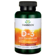 Swanson Vitamín D3 2000 IU s kokosovým olejom 60