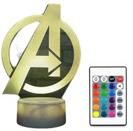 3D LED LAMPA LOGO AVENGERS MARVEL COLORS + DIAĽKOVÉ OVLÁDANIE