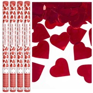 4X RED HEARTS CONFEETTI TRUBKY na vystreľovanie 80 cm