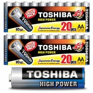 40x TOSHIBA LR6 AA Alkalická batéria 1,5V VÝKONNÁ SADA