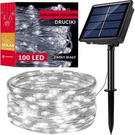 DRÔTENÉ LAMPY 100 LED BIELE SOLAR SVETLO GARLANDA 12m BALKÓNOVÁ ZÁHRADA