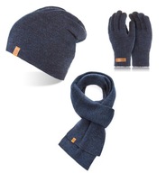 Zimný šál Brodrene, čiapka, rukavice, námornícka modrá