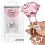 Elegantný sklenený análny kolík s ružou Pillow Talk