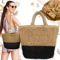 BOHO PLÁŽOVÁ TAŠKA SLAMENÝ RATTAN URBAN SHOPPER NA PLÁŽOVÝ NÁKUPNÝ POPRUH