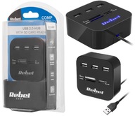 3 X USB HUB HUB ČÍTAČKA SD KARIET REBEL