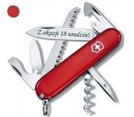 Victorinox 1.3613, vreckový nôž Camper + gravírovanie na čepeli, 91 mm, červený