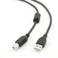 Kábel USB 2.0 typ AB AM-BM 4,5m FERITOVÝ čierny Gem