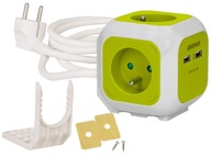 Cube Quad Power Predlžovací kábel Uzemňovacia nabíjačka 2xUSB kábel 1,4m