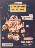 Drevený 3D PUZZLE MODEL ROBOTIME MUSIC BOX MECHANICKÝ ROBOT ORPHEUS DIY