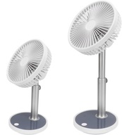 Tichý stolný ventilátor, 30 cm, biely, USB LED, nabíjateľný