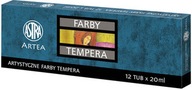 Artea temperové farby 12 farieb 20 ml