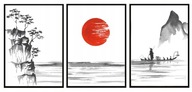 OBRAZOVÉ PLAGÁTY V RÁME 33x43cm Triptych Japan P724