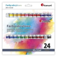 Titanové akrylové farby viacfarebné 24 ks 12 ml