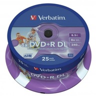 Dvojvrstvová širokovrstvová atramentová tlačiareň Verbatim DVD+R DL